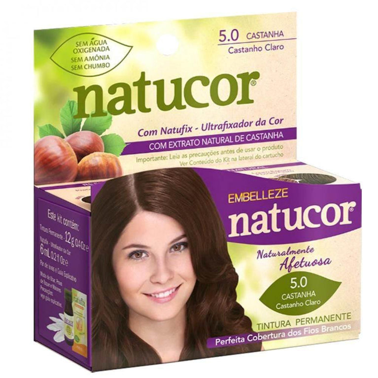 Tinta Natucor Vegana Nº5.0 Castanho Claro - 12G - Drogaria Poupa Centro