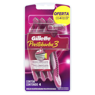 Aparelho de Depilar Feminino Gillette Prestobarba 3 4 unidades