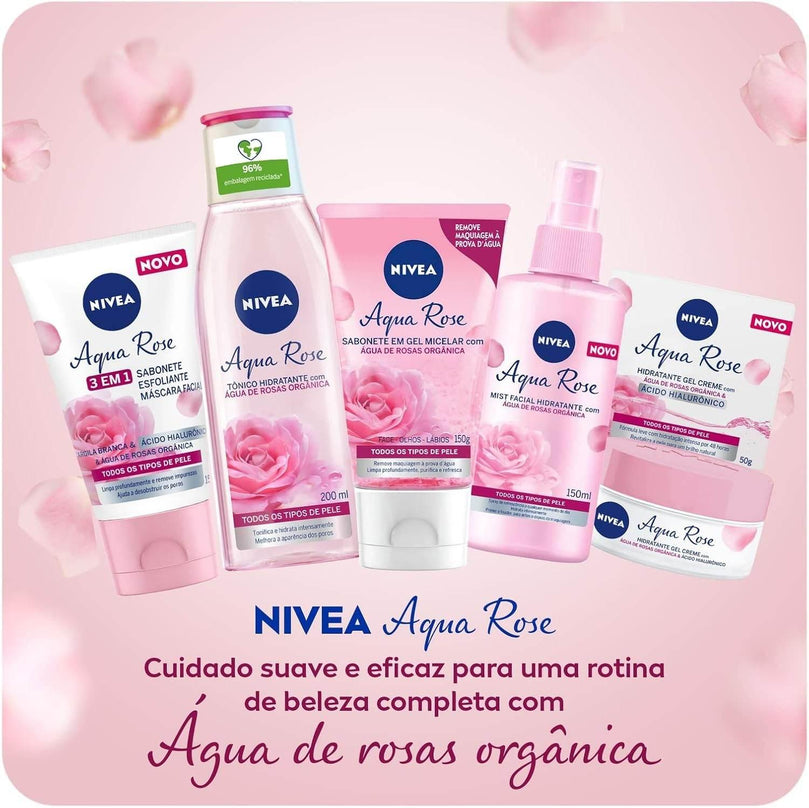 NIVEA Hidratante Facial Mist Aqua Rose 150ml - Hidratante em spray com água de rosas - Drogaria Poupa Centro
