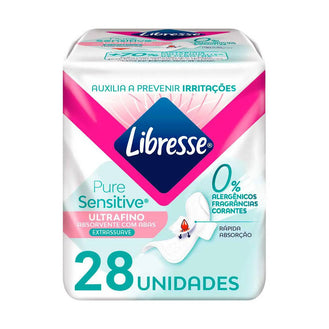 Absorvente Libresse Pure Sensitive Ultrafino Dia com Abas 28 unidades