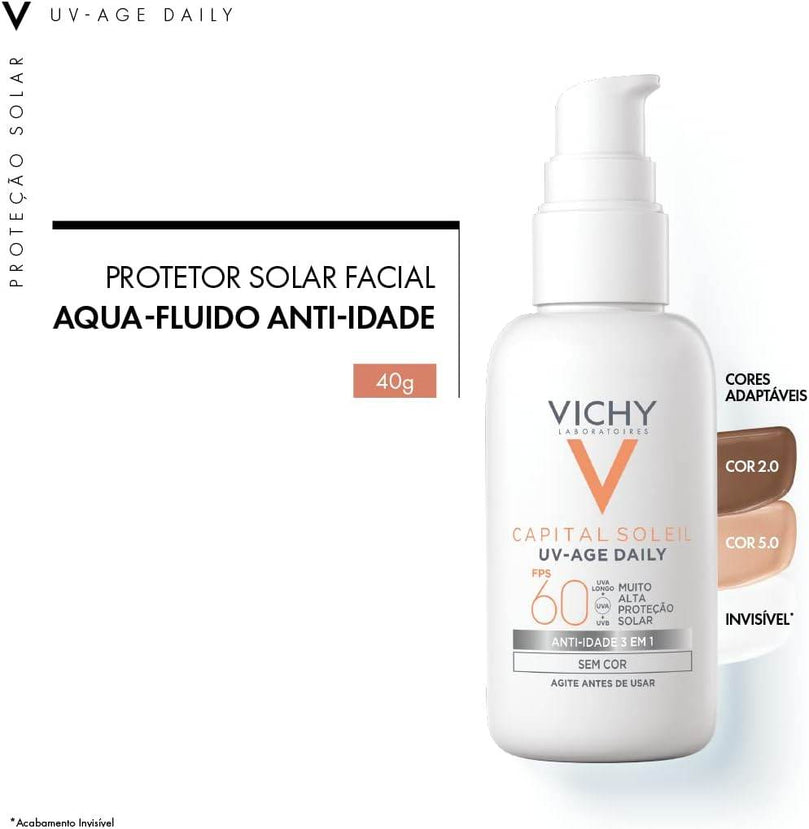 Protetor Solar Facial Vichy UV-Age Daily Cor 5.0 FPS 60 40G - Drogaria Poupa Centro