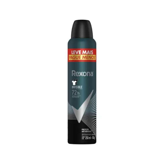 Desodorante Antitranspirante Masculino Rexona Men invisible, aerossol, 250mL - Drogaria Poupa Centro