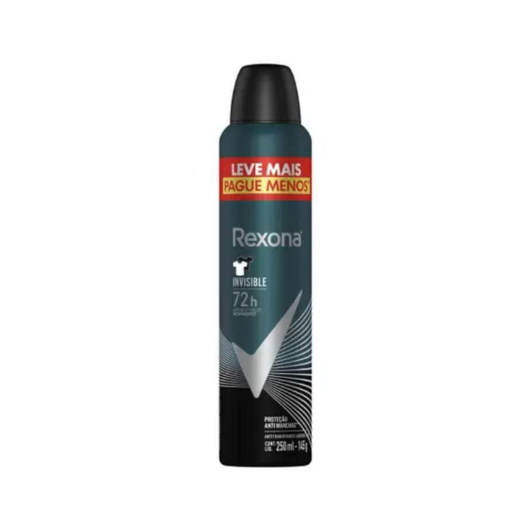 Desodorante Antitranspirante Masculino Rexona Men invisible, aerossol, 250mL - Drogaria Poupa Centro