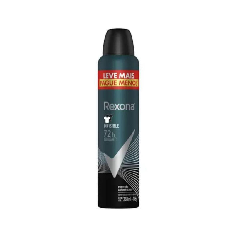 Desodorante Antitranspirante Masculino Rexona Men invisible, aerossol, 250mL - Drogaria Poupa Centro