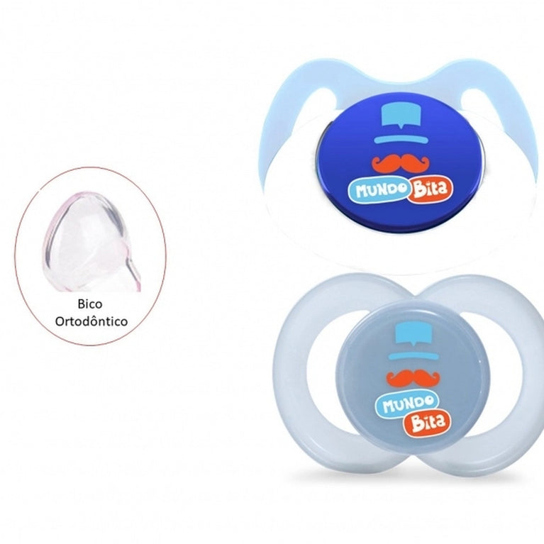 Kit 2 Chupetas Mundo Bita Dia e Noite Silicone Tamanho 1
