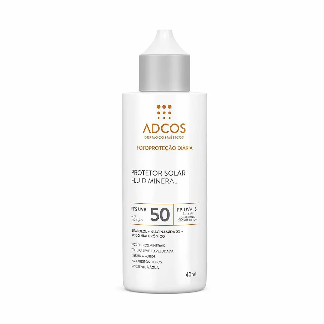 Protetor Solar Facial Adcos Fluid Mineral FPS 50 Incolor 40ml