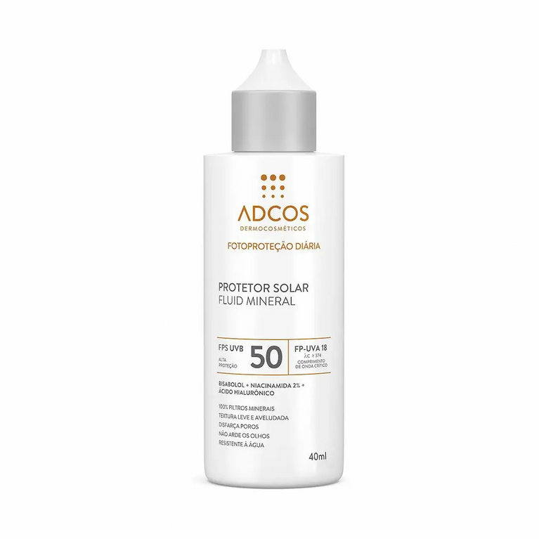 Protetor Solar Facial Adcos Fluid Mineral FPS 50 Incolor 40ml
