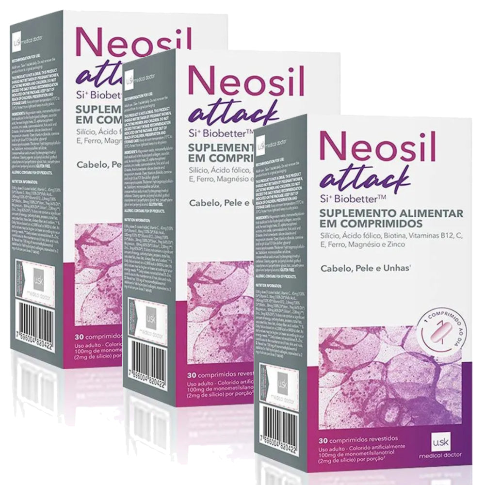 Polivitaminico Neosil Attack Para Cabelos, Unhas E Pele Compre 60 Comprimidos Ganhe + 30