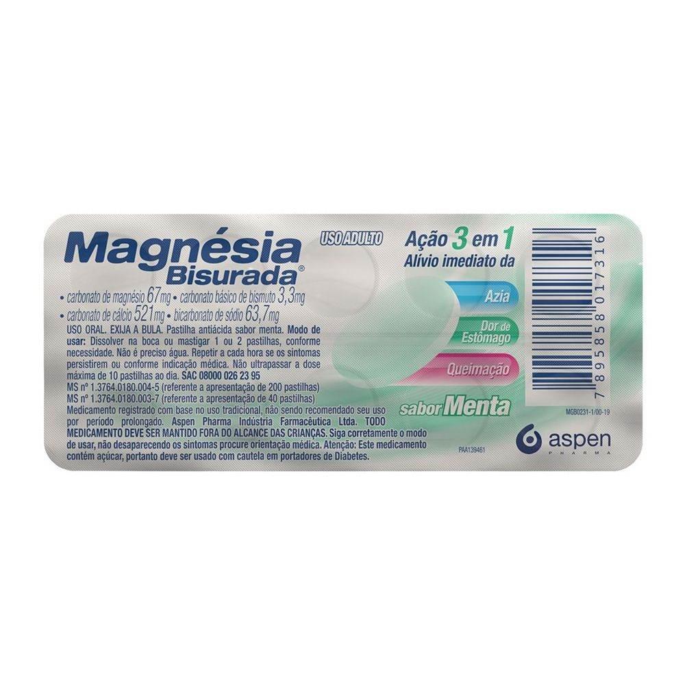 Magnésia Bisurada Sabor Menta Com 10 Pastilhas - Drogaria Poupa Centro