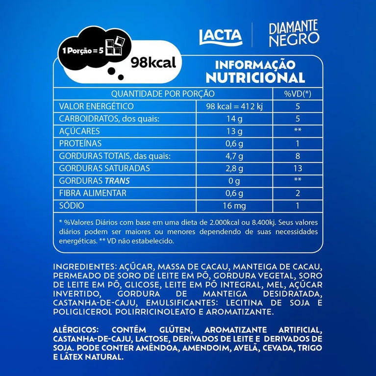 Chocolate Lacta Diamante Negro 20g