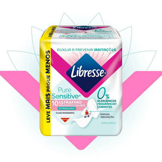 Absorvente Libresse Pure Sensitive Ultrafino Extra Suave com Abas 10 unidades