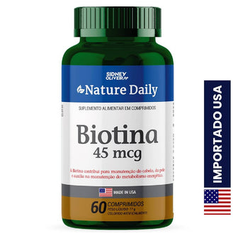 Biotina 45mcg Made In Usa Nature Daily 60 Comprimidos Sidney Oliveira