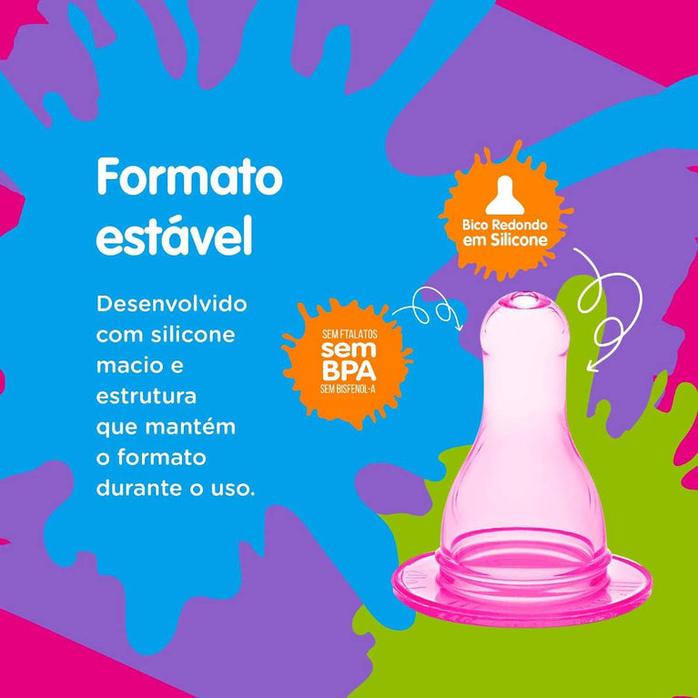 Lolly Bico De Mamadeira Silicone R Rosa