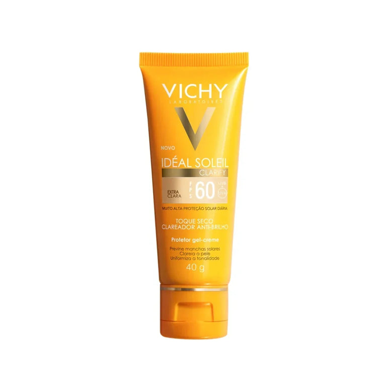 Protetor Facial Vichy Idéal Soleil Clarify FPS 60 Cor Extra Clara 40 g – Vichy