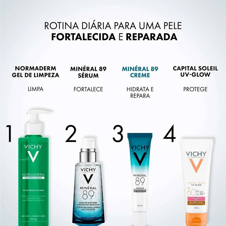 Creme Hidratante Facial Vichy Mineral 89 Fortalecedor e Reparador Booster Hidratante com Água Termal de Vichy 40ml