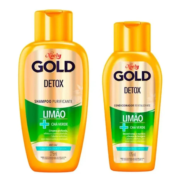 Kit Niely Shampoo 275ml + Condicionador 175ml Detox Limão - Chá verde