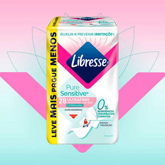 Absorvente Libresse Pure Sensitive Ultrafino Dia com Abas 28 unidades