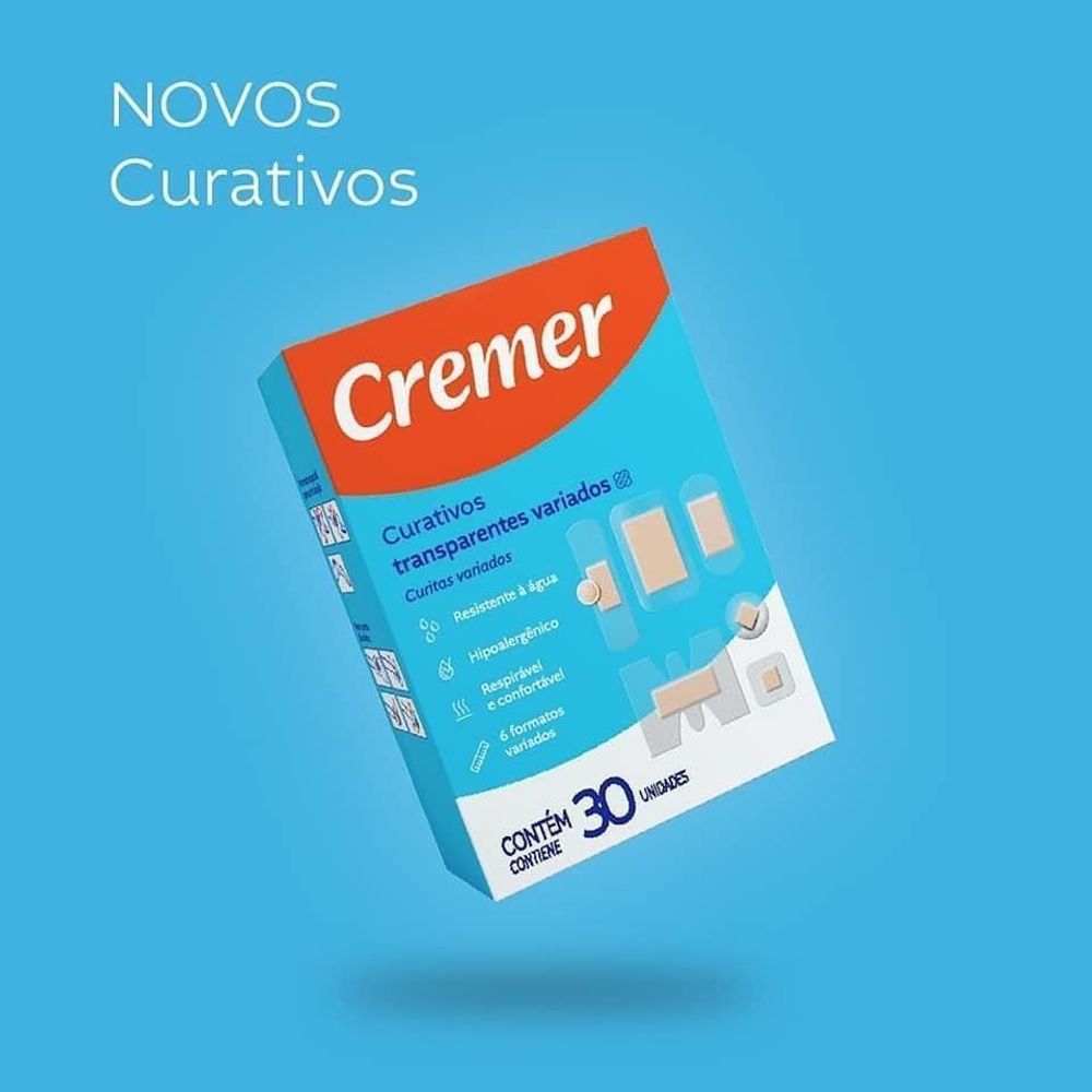 Curativo Cremer Transparente Variados em 6 Formatos com 30 unidades