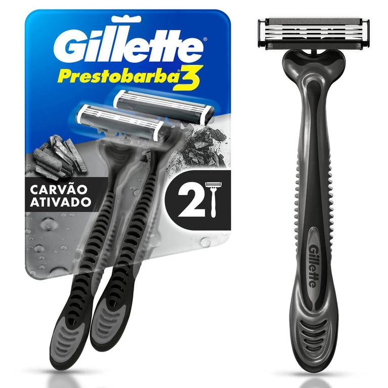 Aparelho de Barbear Gillette Prestobarba 3 Carvão Ativado 2 Unidades