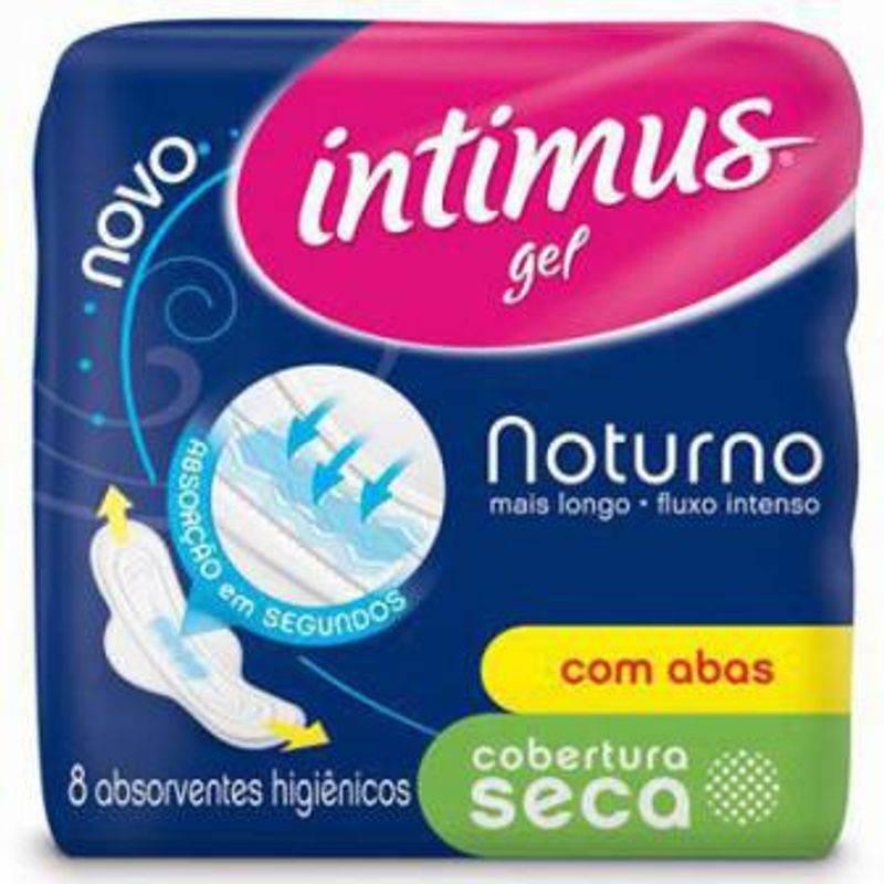 Absorvente Intimus Gel Noturno Longo Cobertura Seca com Abas 8 Unidades - Drogaria Poupa Centro