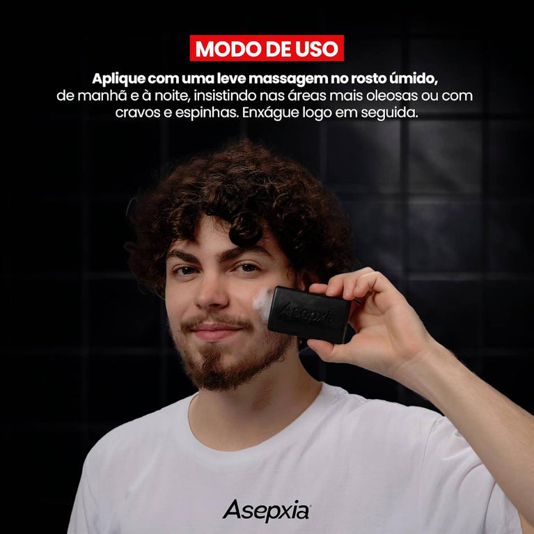 Asepxia Kit Sabonete Em Barra Facial Detox Antiacne Para Pele Oleosa, Limpeza Profunda Com Carvão Ativado, Remove Cravos
