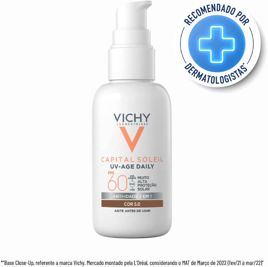Protetor Solar Facial Vichy UV-Age Daily Cor 5.0 FPS 60 40G - Drogaria Poupa Centro