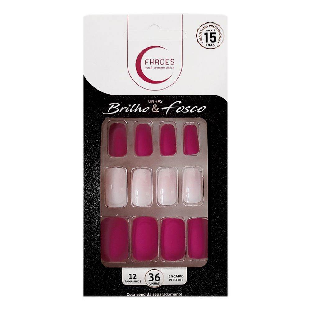 Unhas Fhaces Brilho e Fosco Pink - 36 Unidades - Drogaria Poupa Centro
