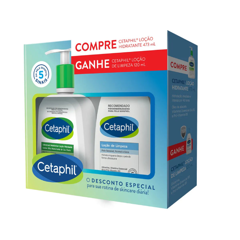 Kit Cetaphil com 1 Loção Hidratante de 473ml + 1 Loção de Limpeza de 120m
