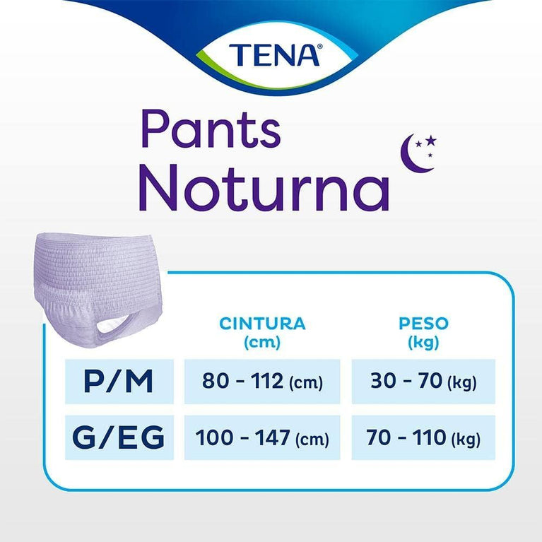 Tena Pants Noturna, Roupa Íntima para Incontinência Urinária, P/M - 16 unidades