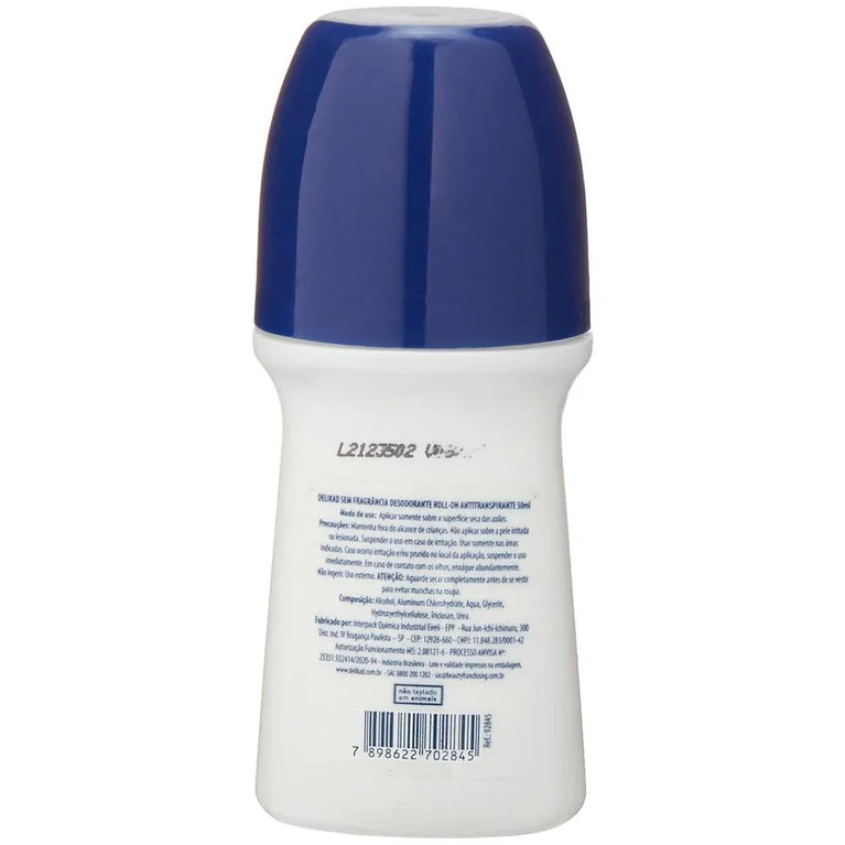 Desodorante Antitranspirante Delikad sem cheiro, roll-on com 50mL - Drogaria Poupa Centro