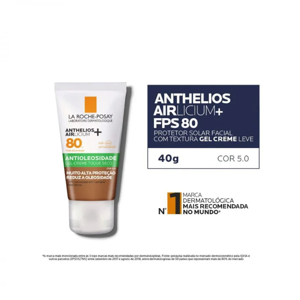 Protetor Solar Facial Anthelios Airlicium + FPS 80 Cor 5.0 - 40G