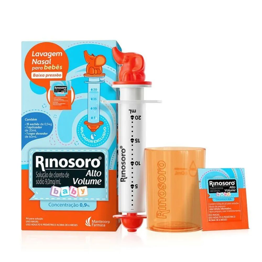Rinosoro Alto Volume Baby 9Mg/Ml - 15 Sachês + Aplicador + Copo