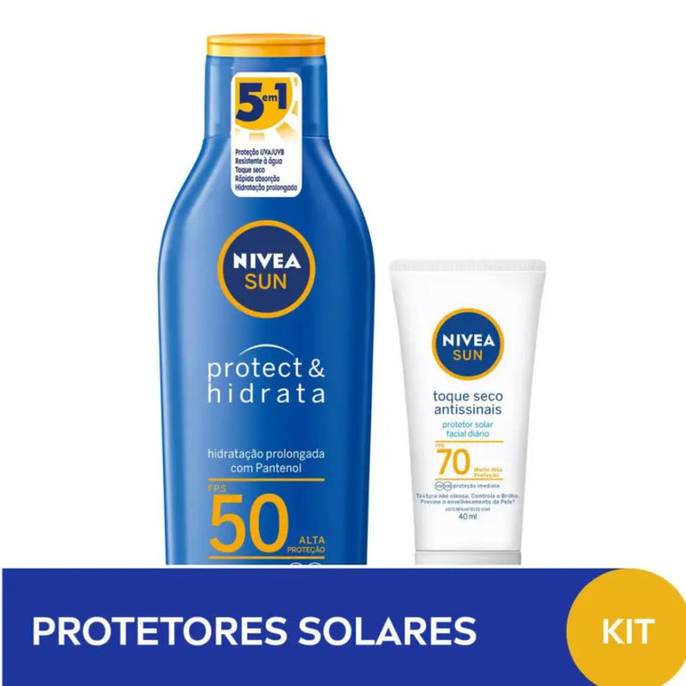 Kit Nivea Sun FPS50 Corpo + FPS70 Facial Toque Seco
