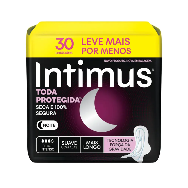 Absorvente Intimus Gel Noturno Suave com Abas 30 unidades