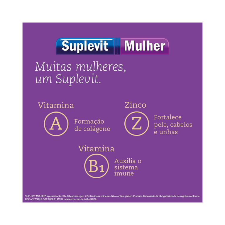 Suplevit Mulher 30 cápsulas gel EMS