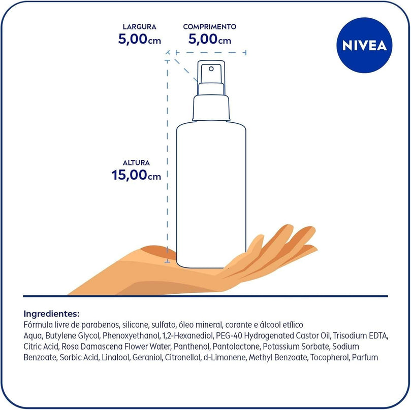 NIVEA Hidratante Facial Mist Aqua Rose 150ml - Hidratante em spray com água de rosas - Drogaria Poupa Centro