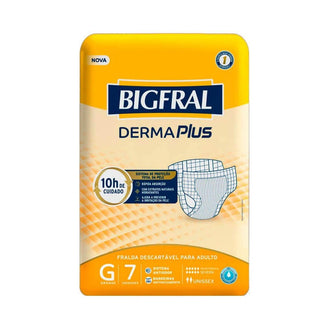 Fralda Geriátrica Bigfral Derma Plus G, pacote com 7 unidades - Drogaria Poupa Centro