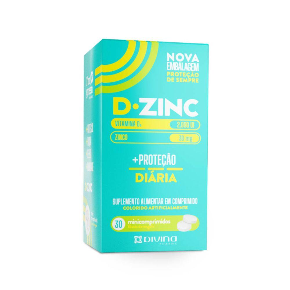Vitamina D 2000Ui + Zinco 30Mg D-Zinc C/30 Comprimidos - Divina