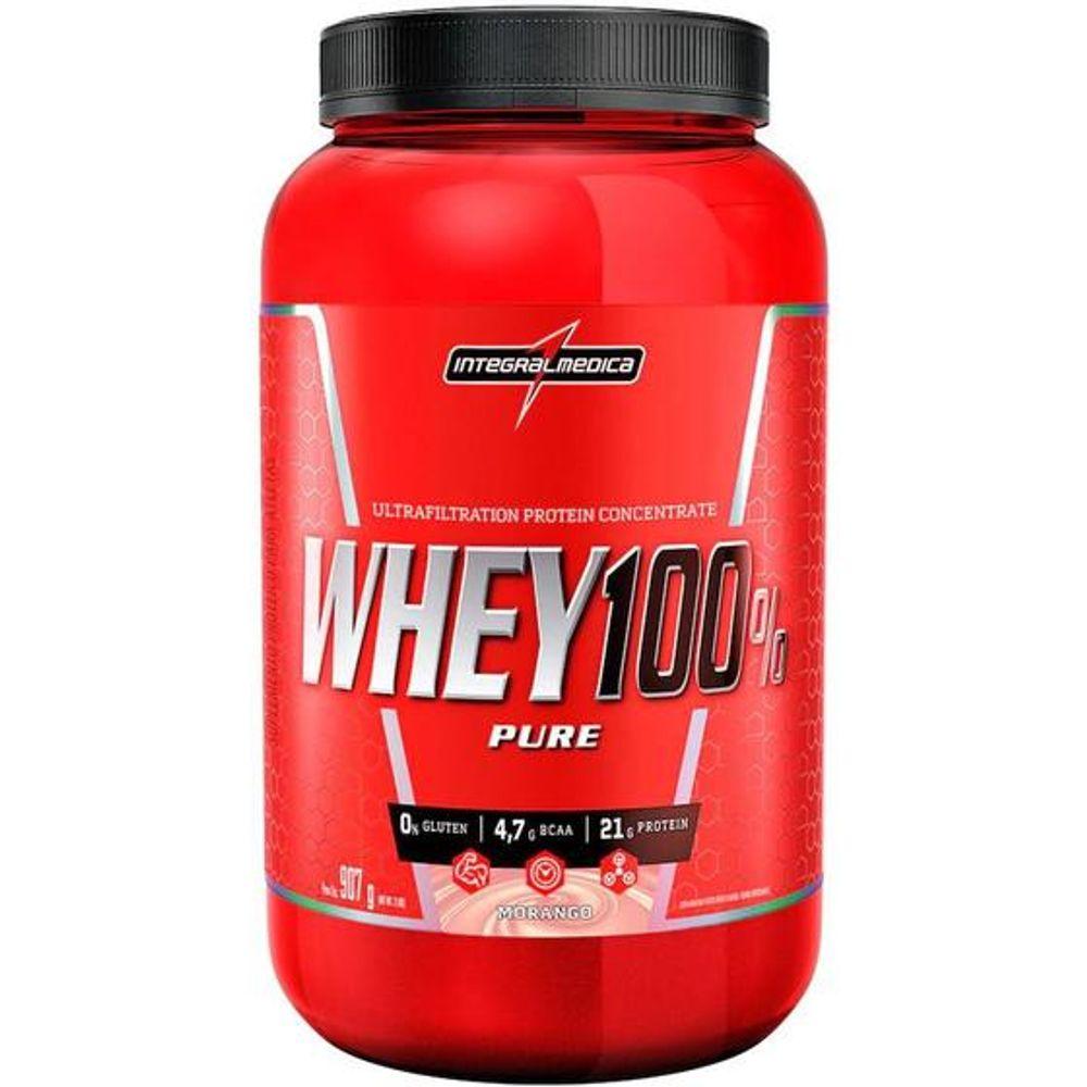 Whey 100% Pote Sabor Morango 907g - Integral Médica