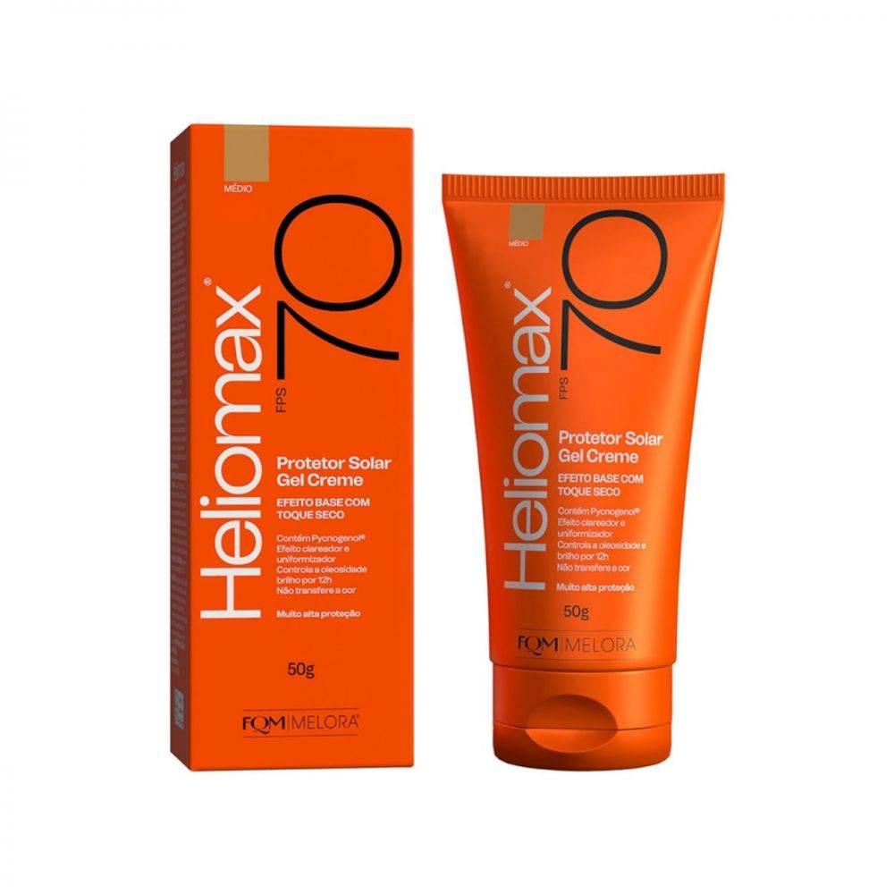 Protetor Solar Facial Heliomax Gel Creme Efeito Base Tom Claro FPS 70 50g - Drogaria Poupa Centro