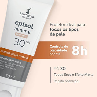 Protetor Solar Com cor Episol Mineral FPS 30 60ml - Drogaria Poupa Centro