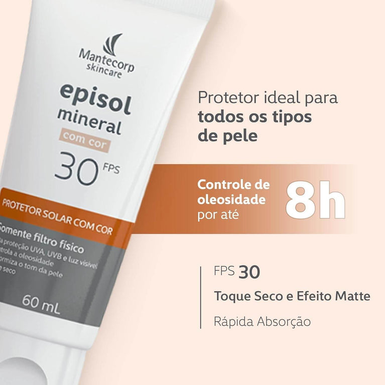 Protetor Solar Com cor Episol Mineral FPS 30 60ml - Drogaria Poupa Centro