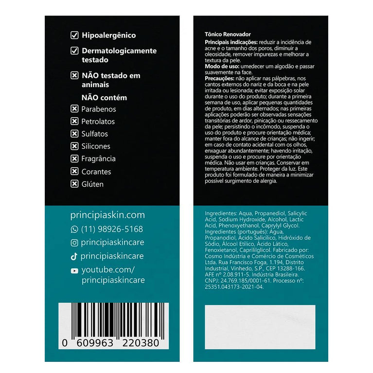 Tônico Principia AL-7 - 7% Ácido Lático + 1% Ácido Salicílico 120ml