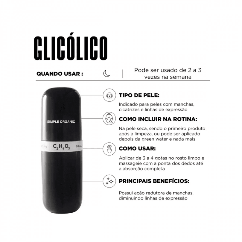 Solução Simple Organic Acido Glicolico 30Ml - Drogaria Poupa Centro