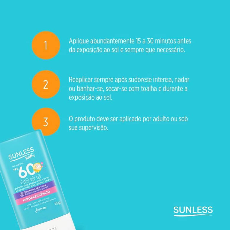 Sunless Protetor Solar Baby Bastão FPS60 15G | FPS 60