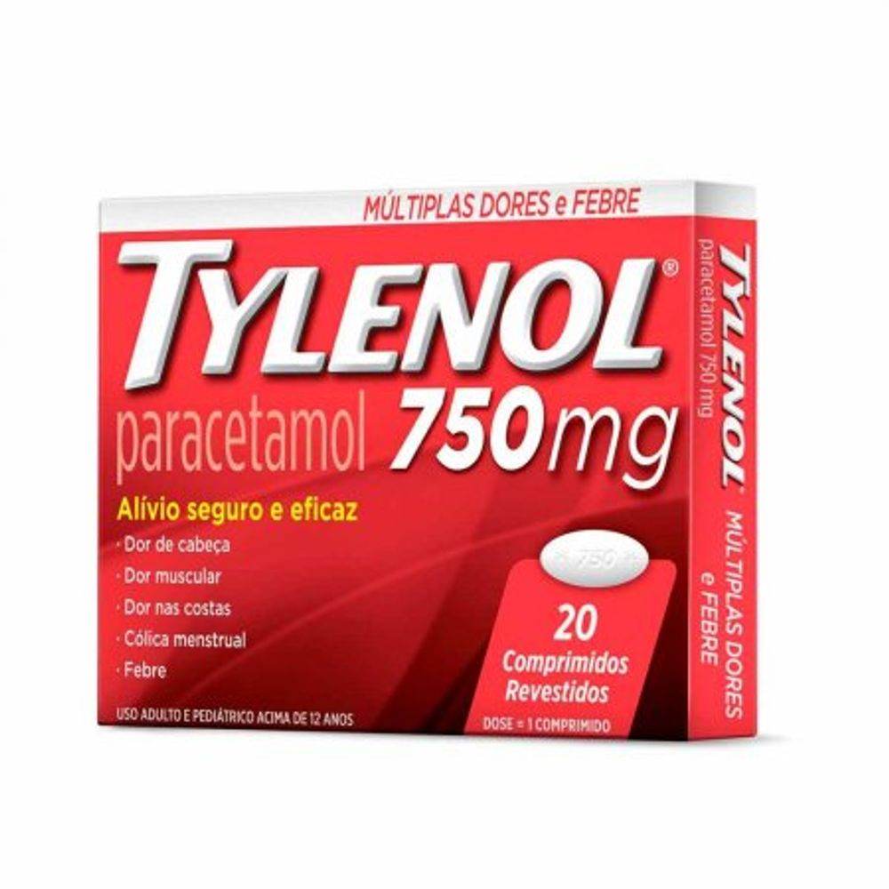 Tylenol 750Mg - 20 Comprimidos - Drogaria Poupa Centro