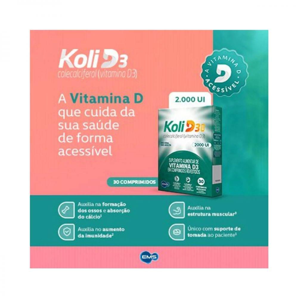 Koli D3 Vitamina D 2.000UI - 30 Comprimidos - Drogaria Poupa Centro