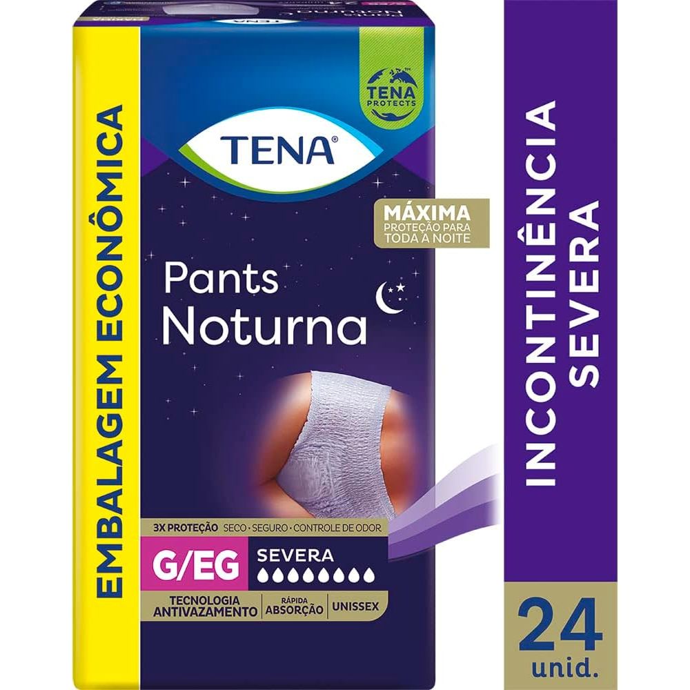 Tena Pants Noturna, Roupa Íntima para Incontinência Urinária, G/EG - 24 unidades