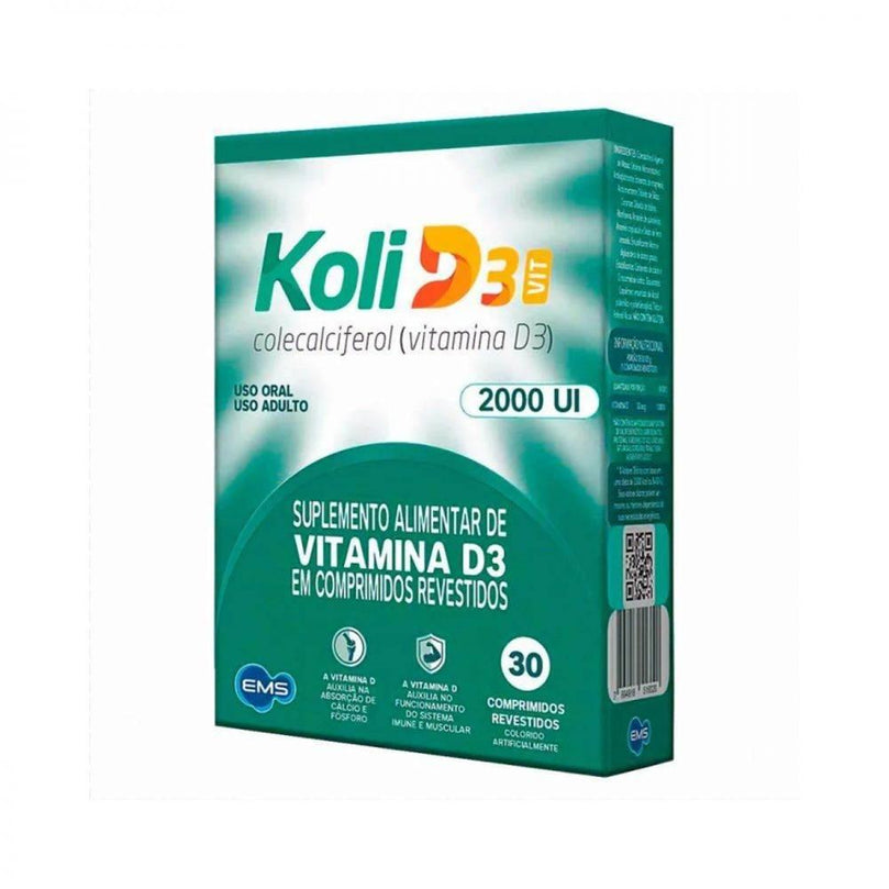 Koli D3 Vitamina D 2.000UI - 30 Comprimidos - Drogaria Poupa Centro
