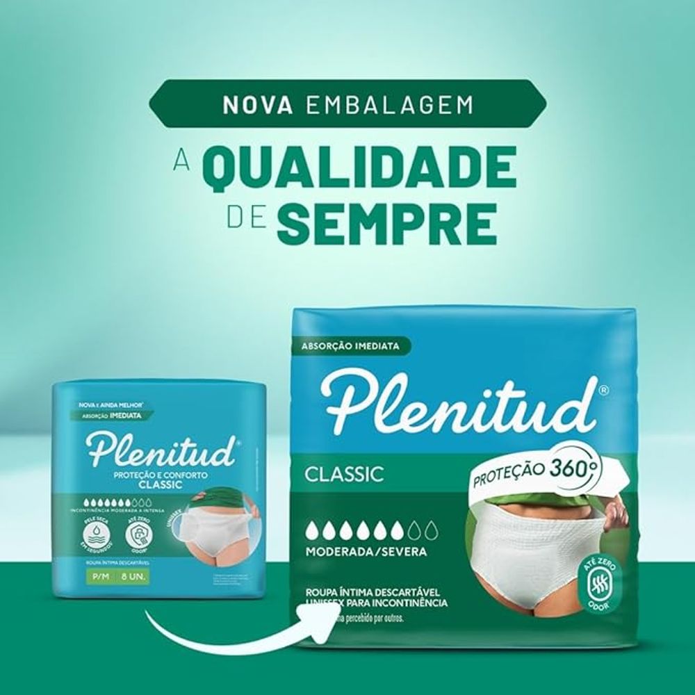 Plenitud Roupa Íntima Classic para Incontinência P/M-16 un